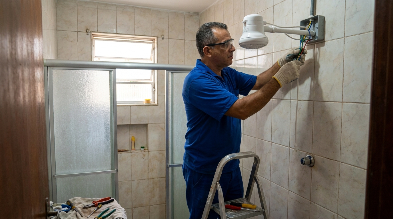Substituição de Chuveiro Antigo em Campos dos Goytacazes‑RJ
